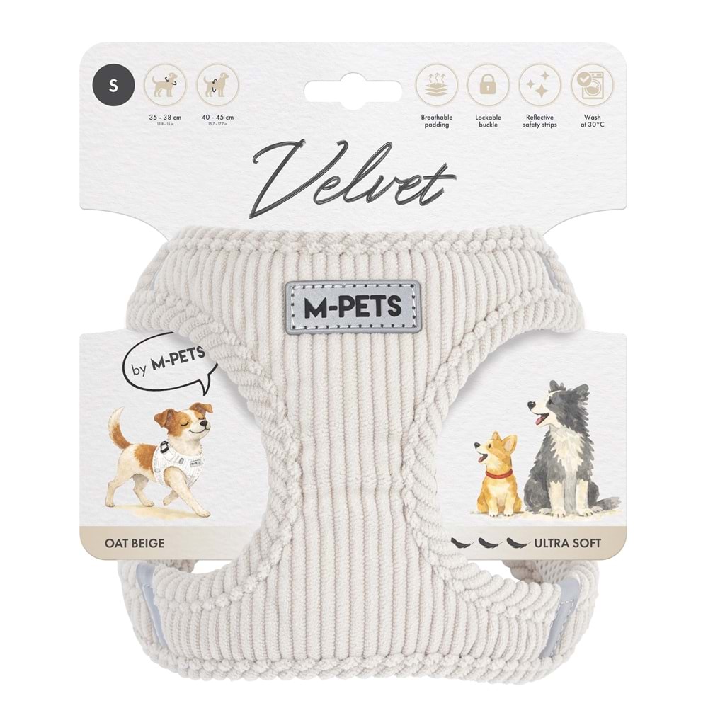 10860512 M-PETS VELVET DOG GÖĞÜS TASMASI BEJ (S)