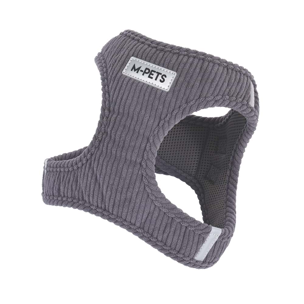 10861213 M-PETS VELVET DOG GÖĞÜS TASMASI GRİ (L)