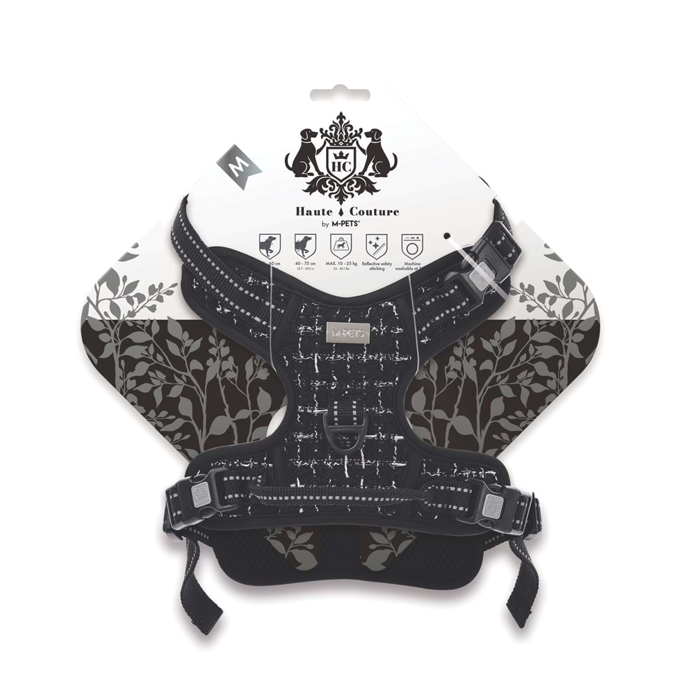 10862908 M-PETS HAUTE COUTURE KÖPEK GÖĞÜS TASMASI BLACK (M)