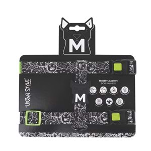 10869299 M-PETS URBAN STYLE BLACK/WHİTE ACTİVE KÖPEK GÖĞÜS TASMASI (L)