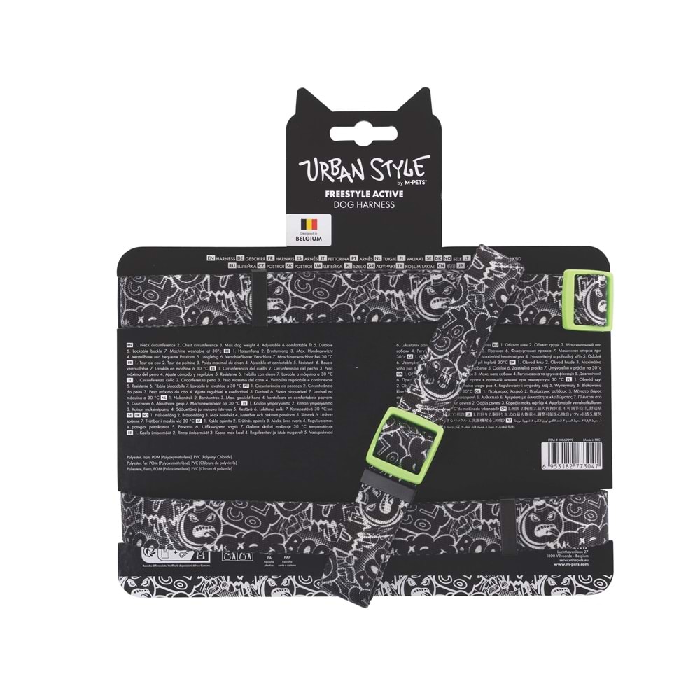 10869299 M-PETS URBAN STYLE BLACK/WHİTE ACTİVE KÖPEK GÖĞÜS TASMASI (L)