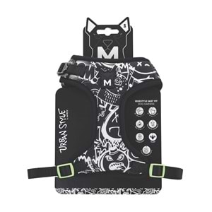 10872599 M-PETS URBAN STYLE BLACK/WHİTE EASY FİT KÖPEK GÖĞÜS TASMASI (S)