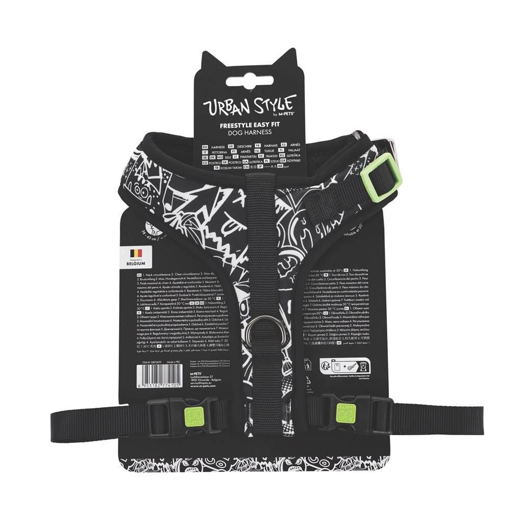 10872699 M-PETS URBAN STYLE BLACK/WHİTE EASY FİT KÖPEK GÖĞÜS TASMASI (M)