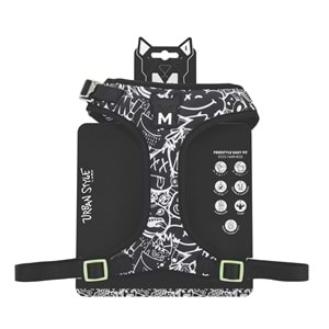 10872799 M-PETS URBAN STYLE BLACK/WHİTE EASY FİT KÖPEK GÖĞÜS TASMASI (L)