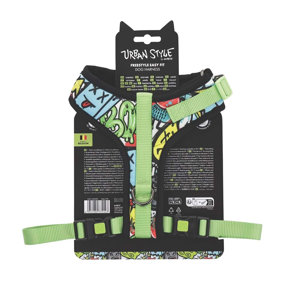 10873099 M-PETS URBAN STYLE MULTİCOLOR EASY FİT KÖPEK GÖĞÜS TASMASI (M)