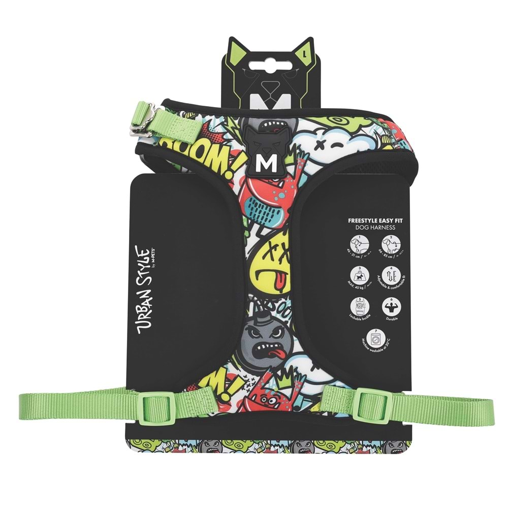 10873199 M-PETS URBAN STYLE MULTİCOLOR EASY FİT KÖPEK GÖĞÜS TASMASI (L)