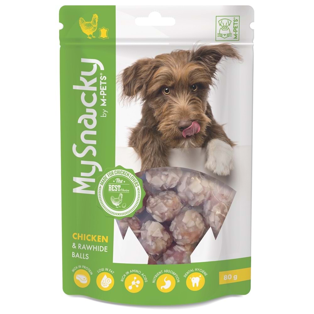 19011215 M-PETS MY SNACKY CHICKEN & RAWHIDE BALLS KÖPEK ÖDÜLÜ 80GR