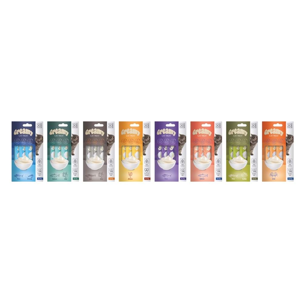 19038199 M-PETS CREAMY TON BALIKLI KARİDESLİ KEDİ ÖDÜLÜ 4X15GR
