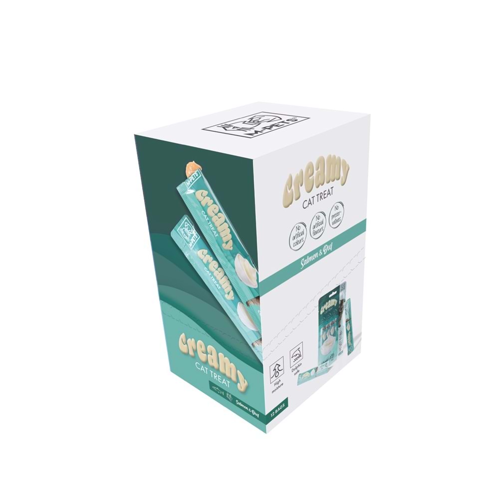 19038299 M-PETS CREAMY SOMON BALIKLI BİFTEKLİ KEDİ ÖDÜLÜ 4X15GR