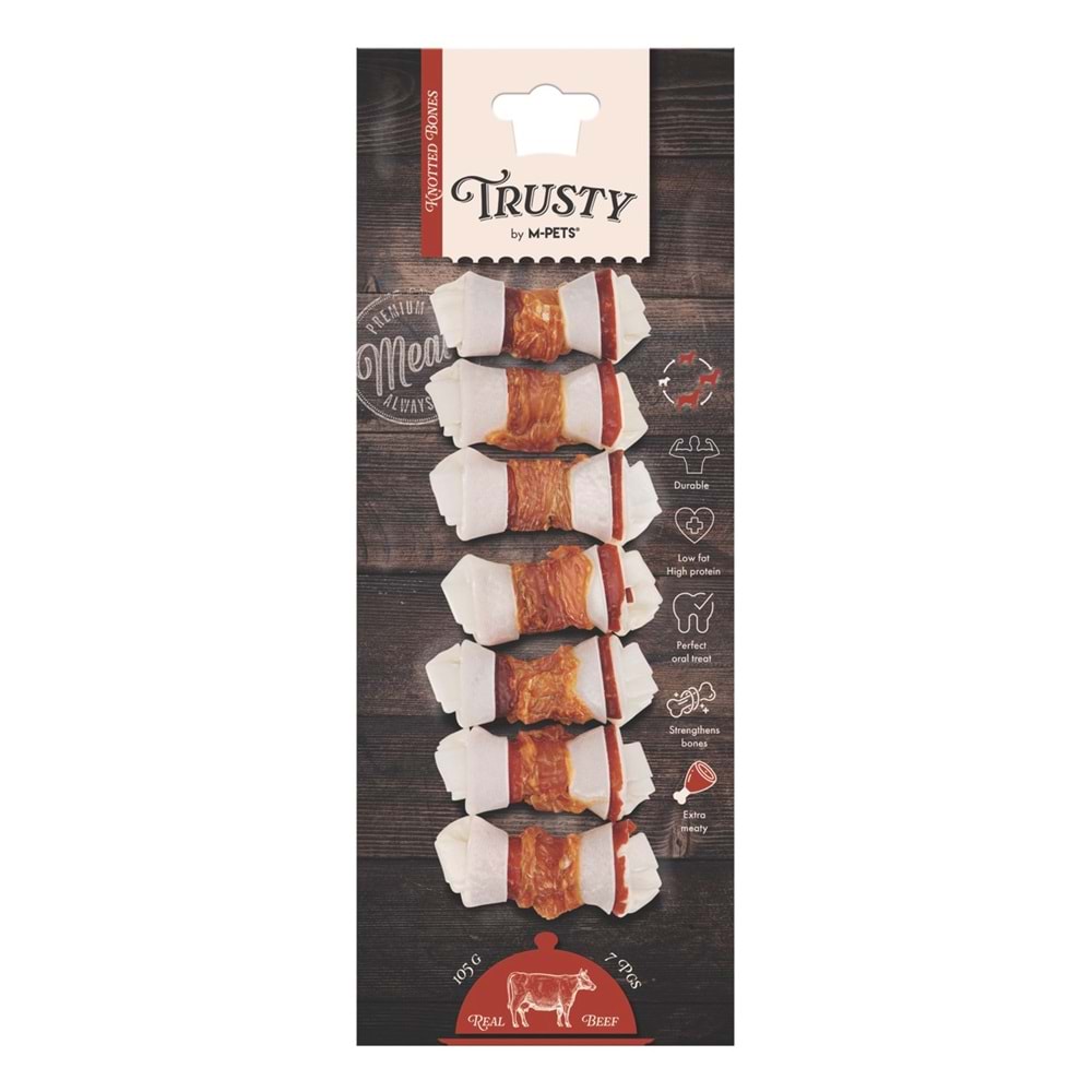 19045699 M-PETS TRUSTY EXTRA BEEF DÜĞÜMLÜ KEMİK 7Lİ 105GR/6,4CM