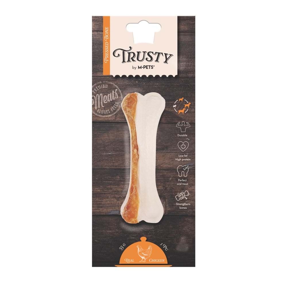 19046999 M-PETS TRUSTY CHICKEN PRESS KEMİK 55GR/12,7CM