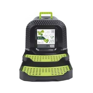 20117099 M-PETS ECO RATTAN KAPALI KEDİ TUVALETİ BLACK/GREEN 69X42X41CM