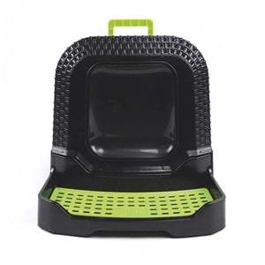 20117099 M-PETS ECO RATTAN KAPALI KEDİ TUVALETİ BLACK/GREEN 69X42X41CM