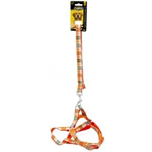 202587-DOGLİFE KÖPEKLER İÇİN EKOSE DESENLİ GÖĞÜS TASMASI+GEZDİRME 2,0CM