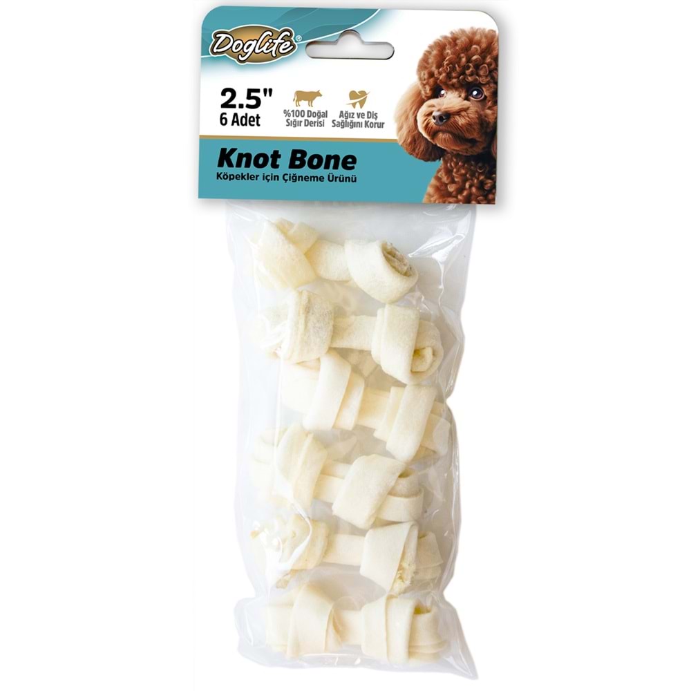 202691-DOGLİFE DÜĞÜMLÜ KEMİK WHİTE 9-10GR/AD. 6LI