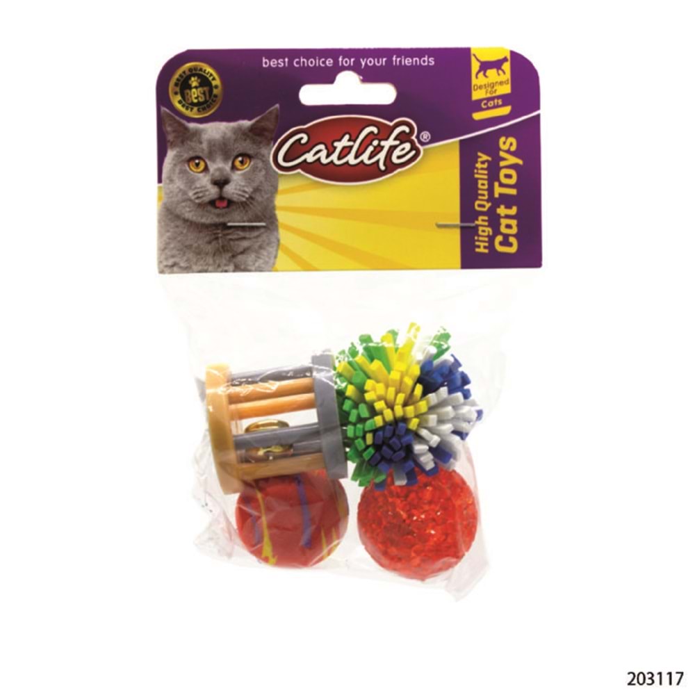 203117-CATLİFE ZİLLİ KEDİ OYUNCAĞI 4LÜ PAKET