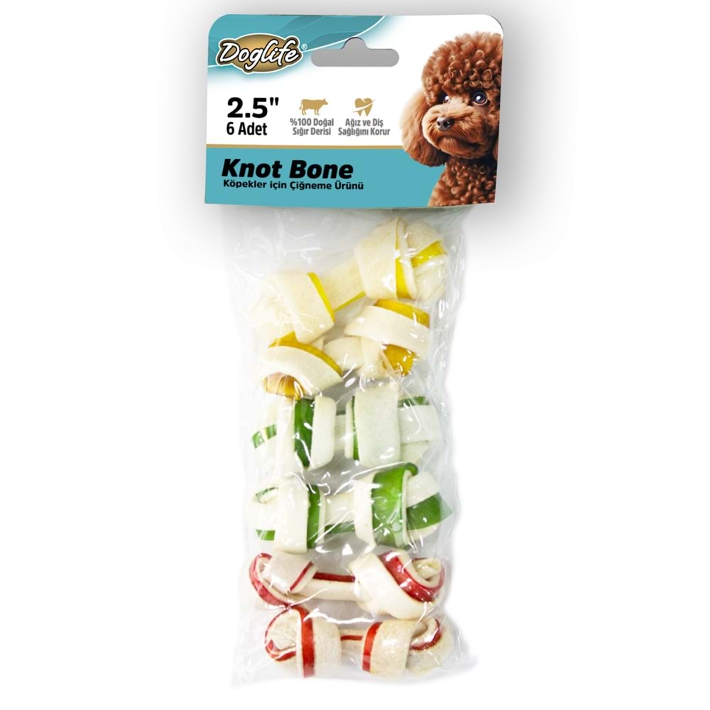 203390-DOGLİFE DÜĞÜMLÜ KEMİK RENKLİ 8GR/AD. 6LI