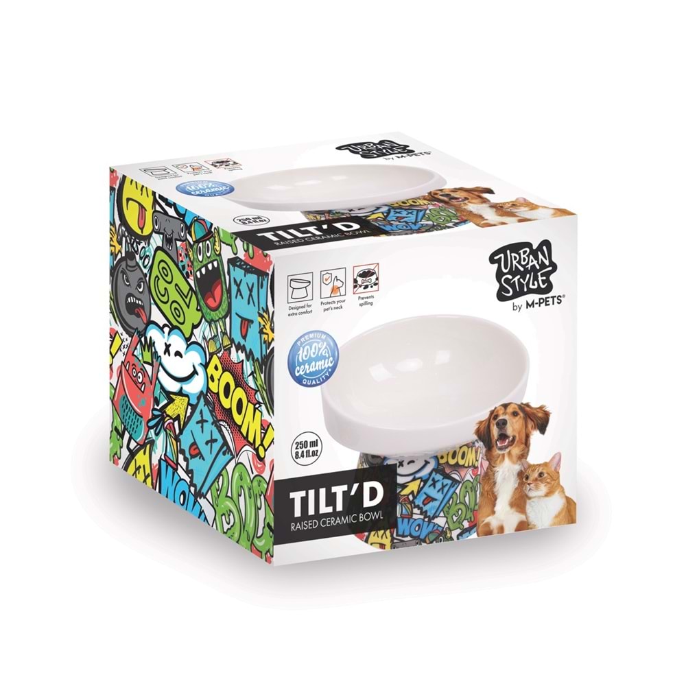20501699 M-PETS URBAN STYLE TILTD SERAMİK MAMA KABI 250ML MİX COLOR