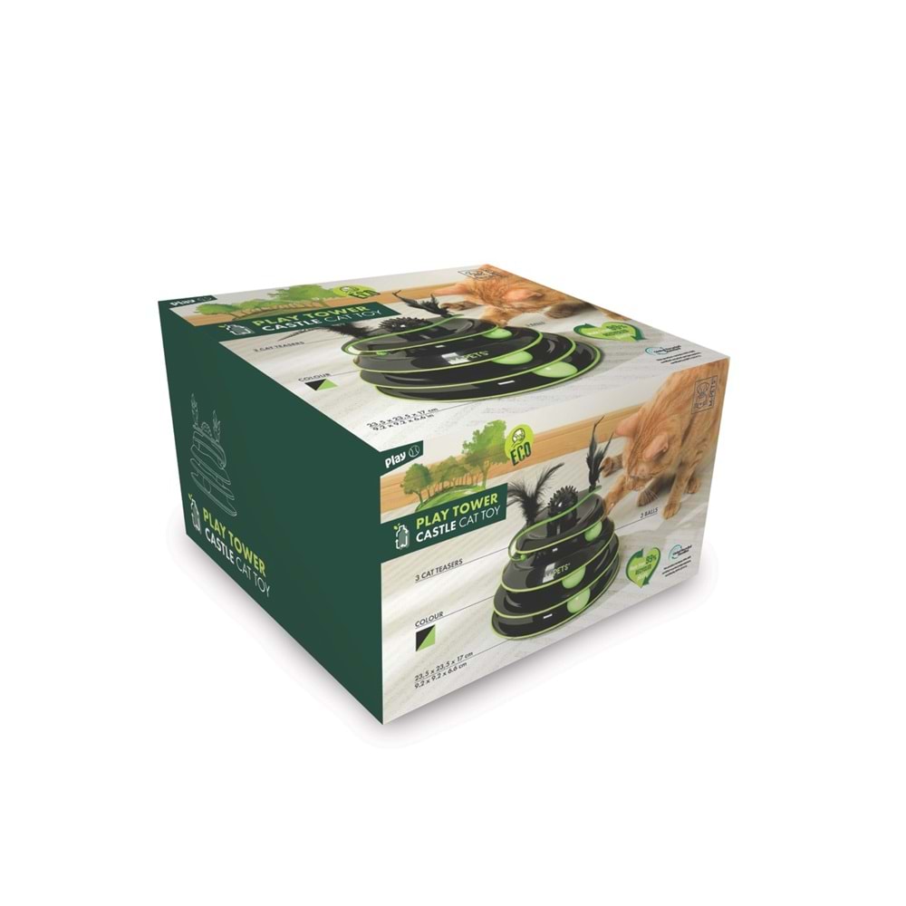 20639299 M-PETS CASTLE PLAY TOWER KEDİ OYUNCAĞI BLACK/GREEN