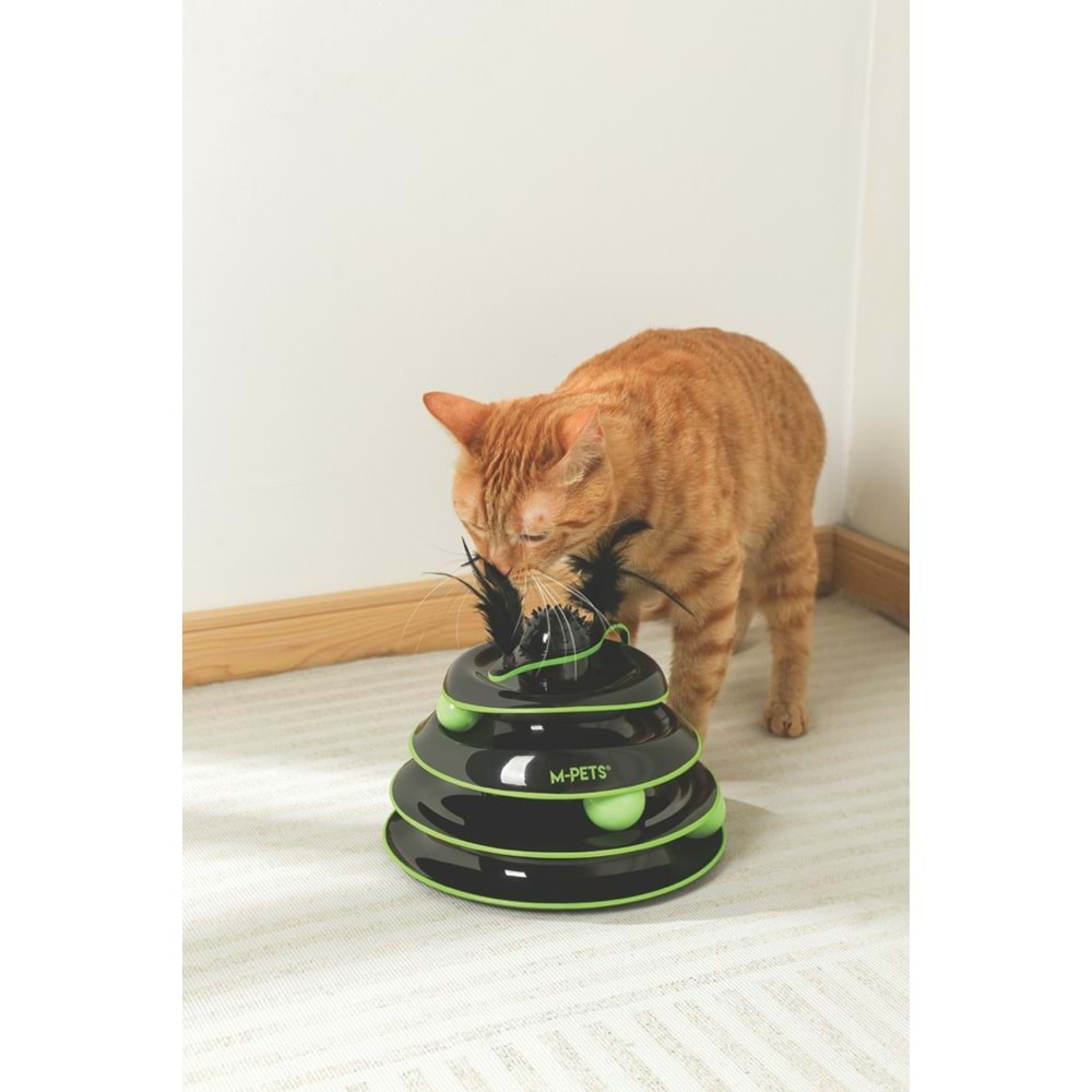 20639299 M-PETS CASTLE PLAY TOWER KEDİ OYUNCAĞI BLACK/GREEN