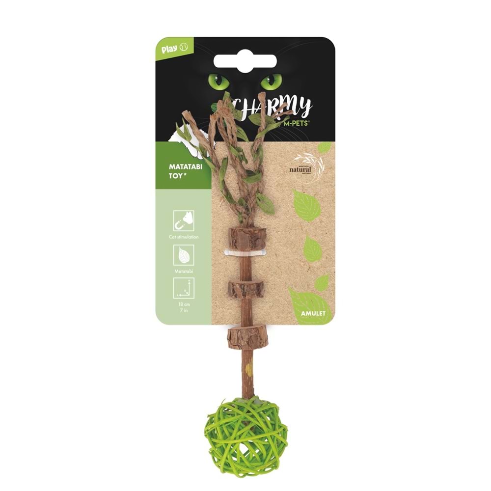 20640399 M-PETS CHARMY AMULET MATATABİ KEDİ OYUNCAĞI GREEN