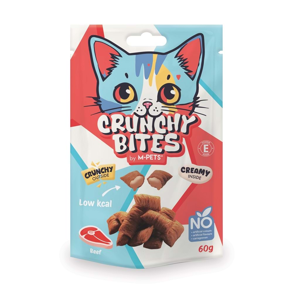 20646099 M-PETS CRUNCHY BITES BİFTEKLİ KEDİ ÖDÜLÜ 60GR