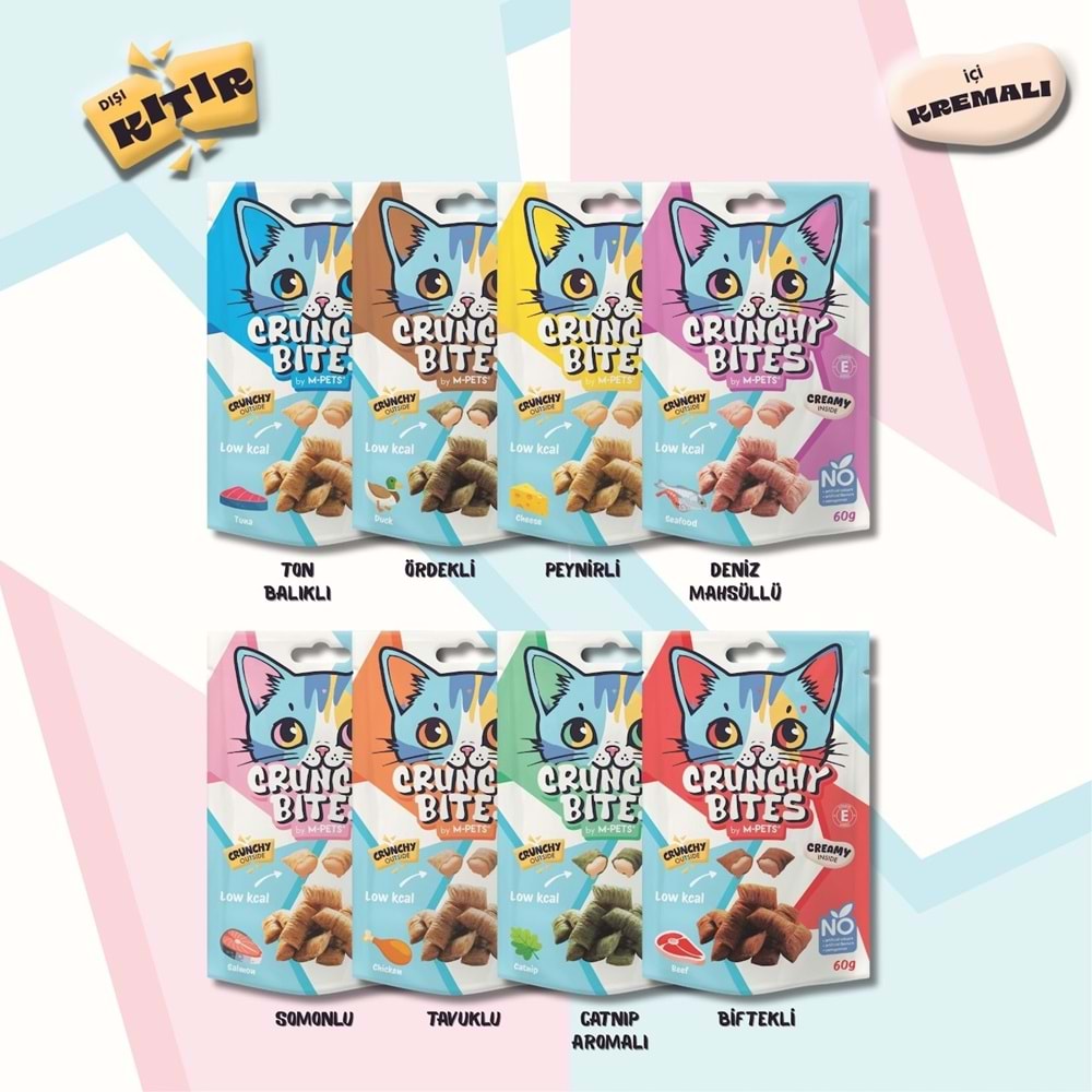 20646199 M-PETS CRUNCHY BITES TAVUKLU KEDİ ÖDÜLÜ 60GR