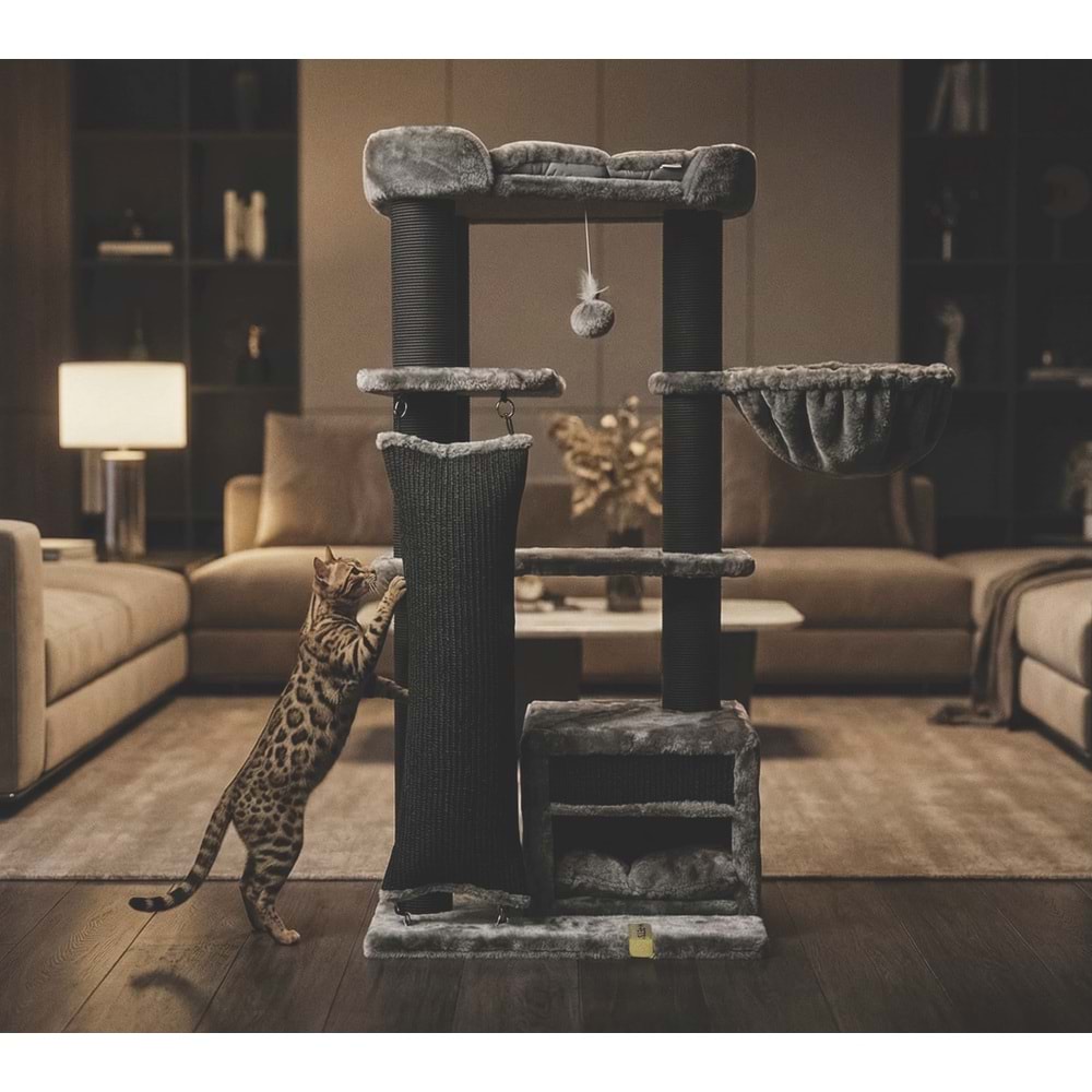20656599 M-PETS PANTHER PREMİUM ABODE KEDİ TIRMALAMA GREY