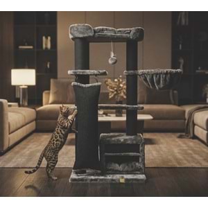 20656599 M-PETS PANTHER PREMİUM ABODE KEDİ TIRMALAMA GREY