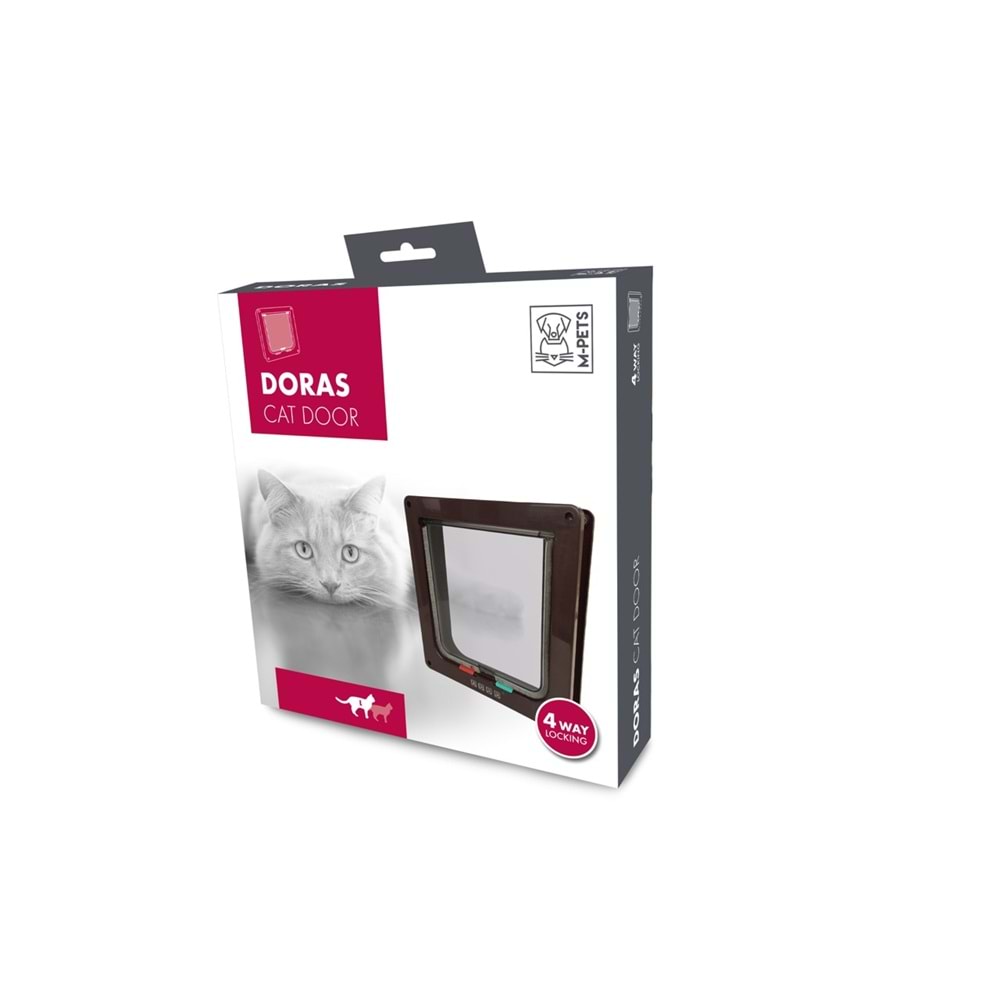 20800314 M-PETS DORAS KEDİ KAPISI 4 YOLLU BROWN 250MMX233MM