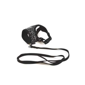 20801199 M-PETS LETSGO KEDİ GÖĞÜS TASMASI+GEZDİRME BLACK/WHİTE