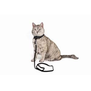 20801199 M-PETS LETSGO KEDİ GÖĞÜS TASMASI+GEZDİRME BLACK/WHİTE