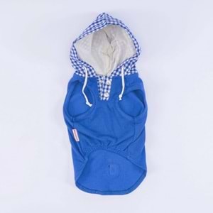 24820-PAWSTAR MAVİ GİNGHAM KAPŞONLU POLO TİŞÖRT 5Lİ SET(S-M-L-XL-2XL)