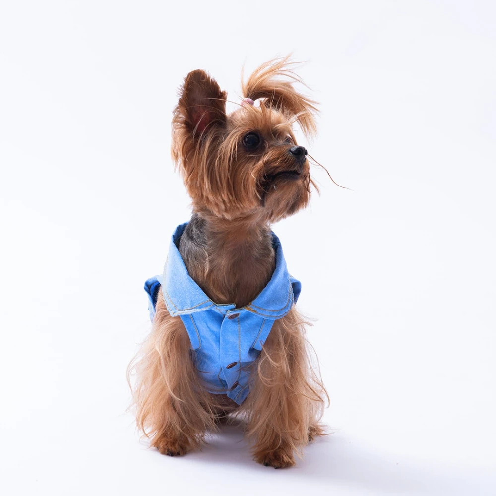 25408-PAWSTAR AÇIK MAVİ DENİM LOOK GÖMLEK 5Lİ SET (M-L-L-XL-2XL)