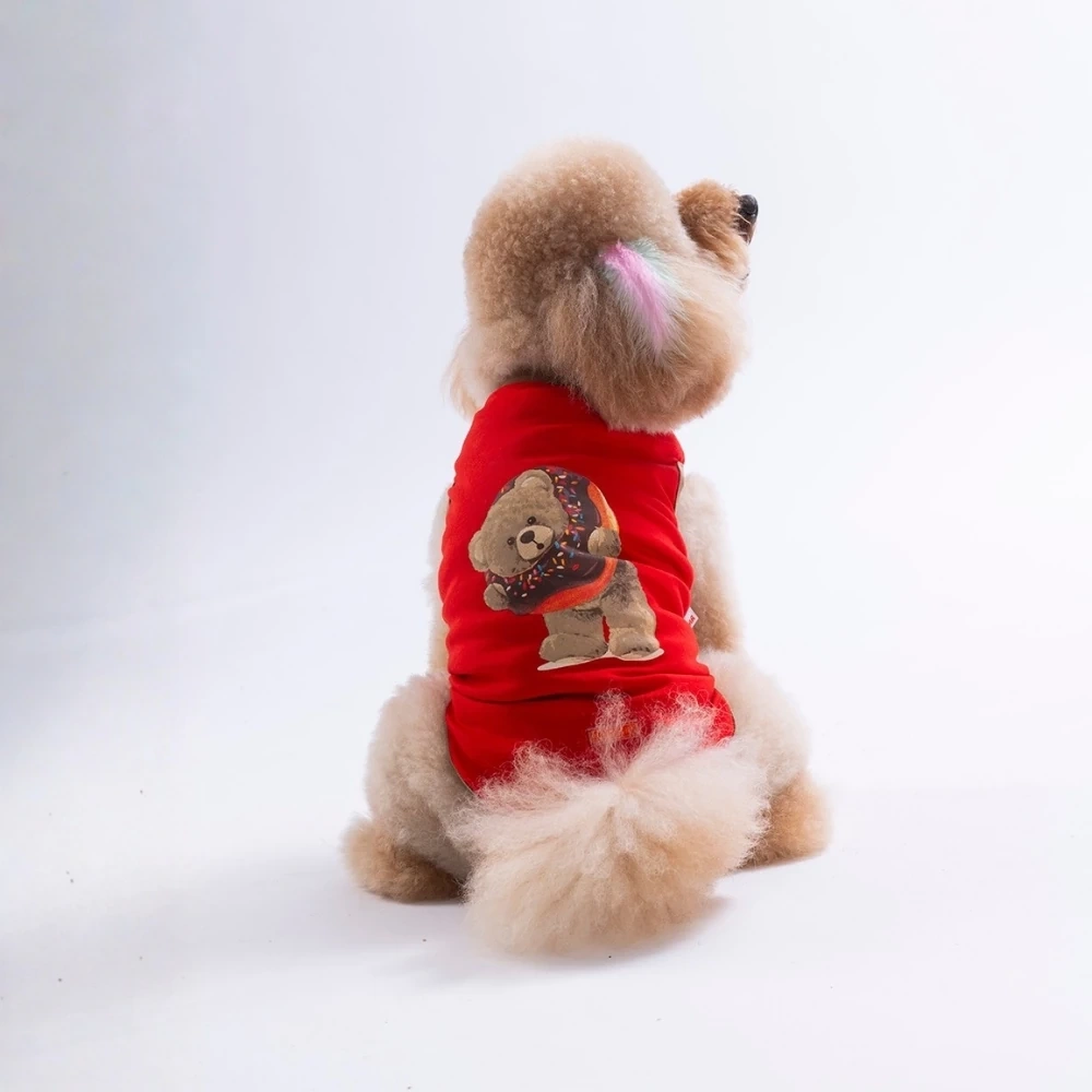 26807-PAWSTAR KIRMIZI DONUT TEDDY TİŞÖRT 6LI SET(S-M-L-L-XL-2XL)