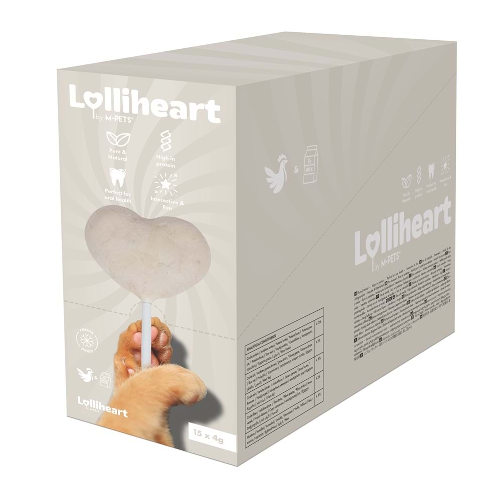 29012899 M-PETS LOLLİHEART SÜTLÜ KEDİ ÖDÜLÜ 4GR 15Lİ