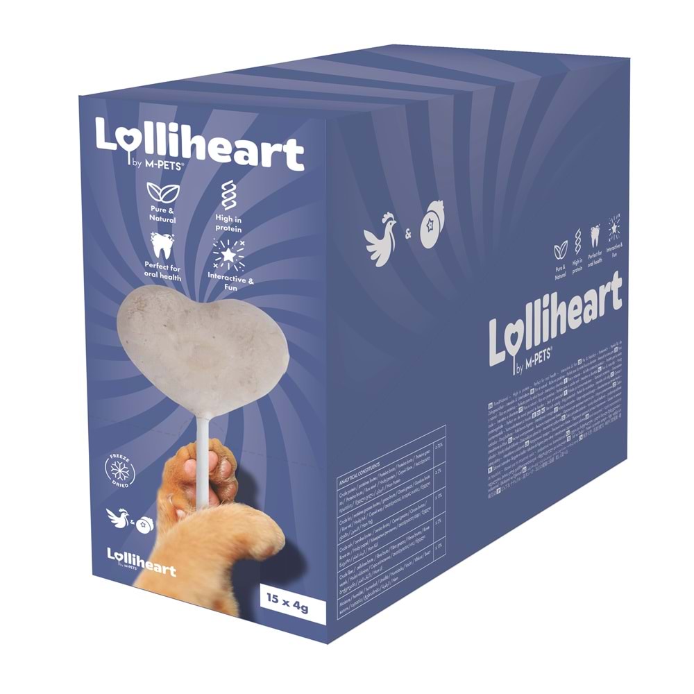 29013399 M-PETS LOLLİHEART YABAN MERSİNLİ KEDİ ÖDÜLÜ 4GR 15Lİ