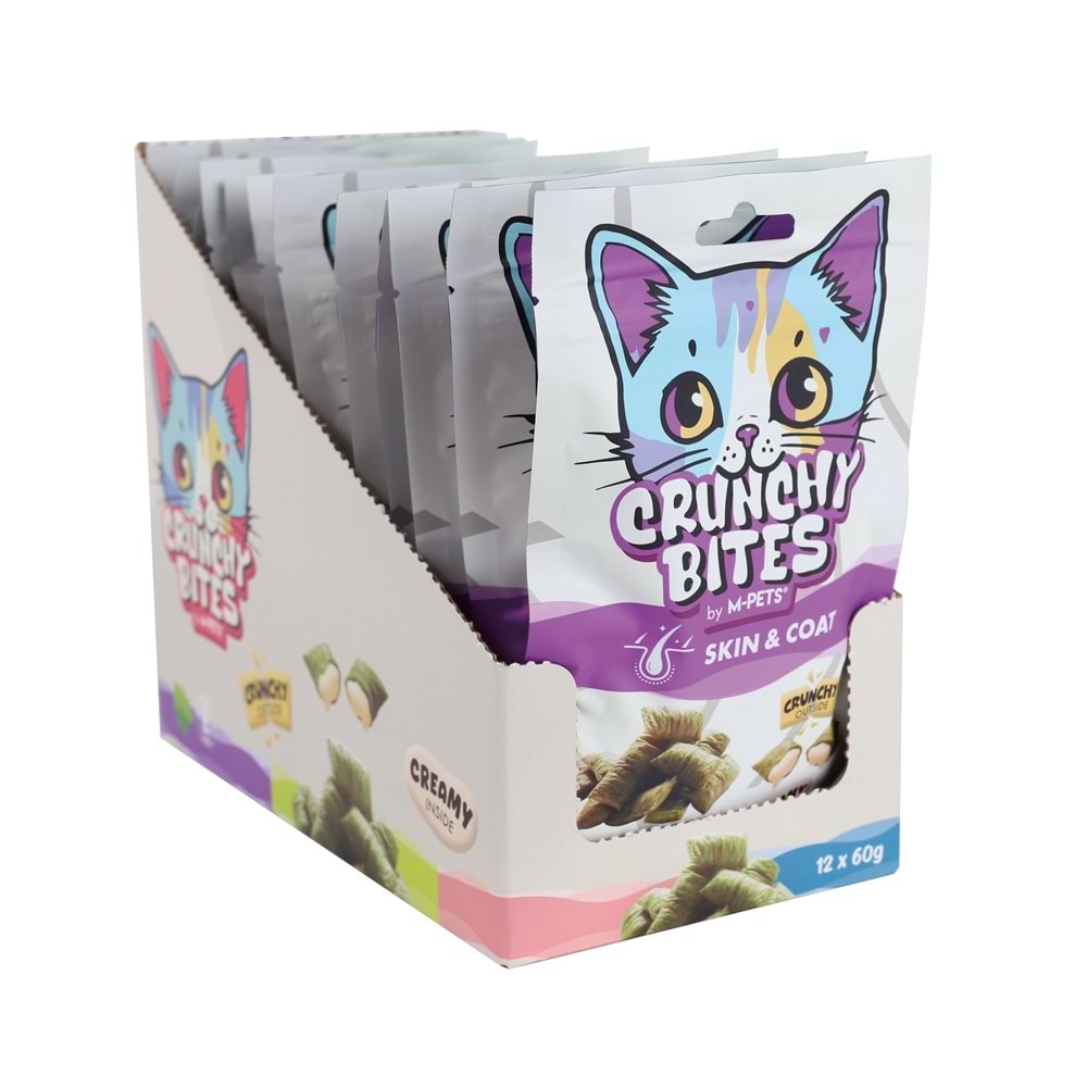 29015699 M-PETS CRUNCHY BITES SKIN&COAT FONKSİYONEL KEDİ ÖDÜLÜ 60GR