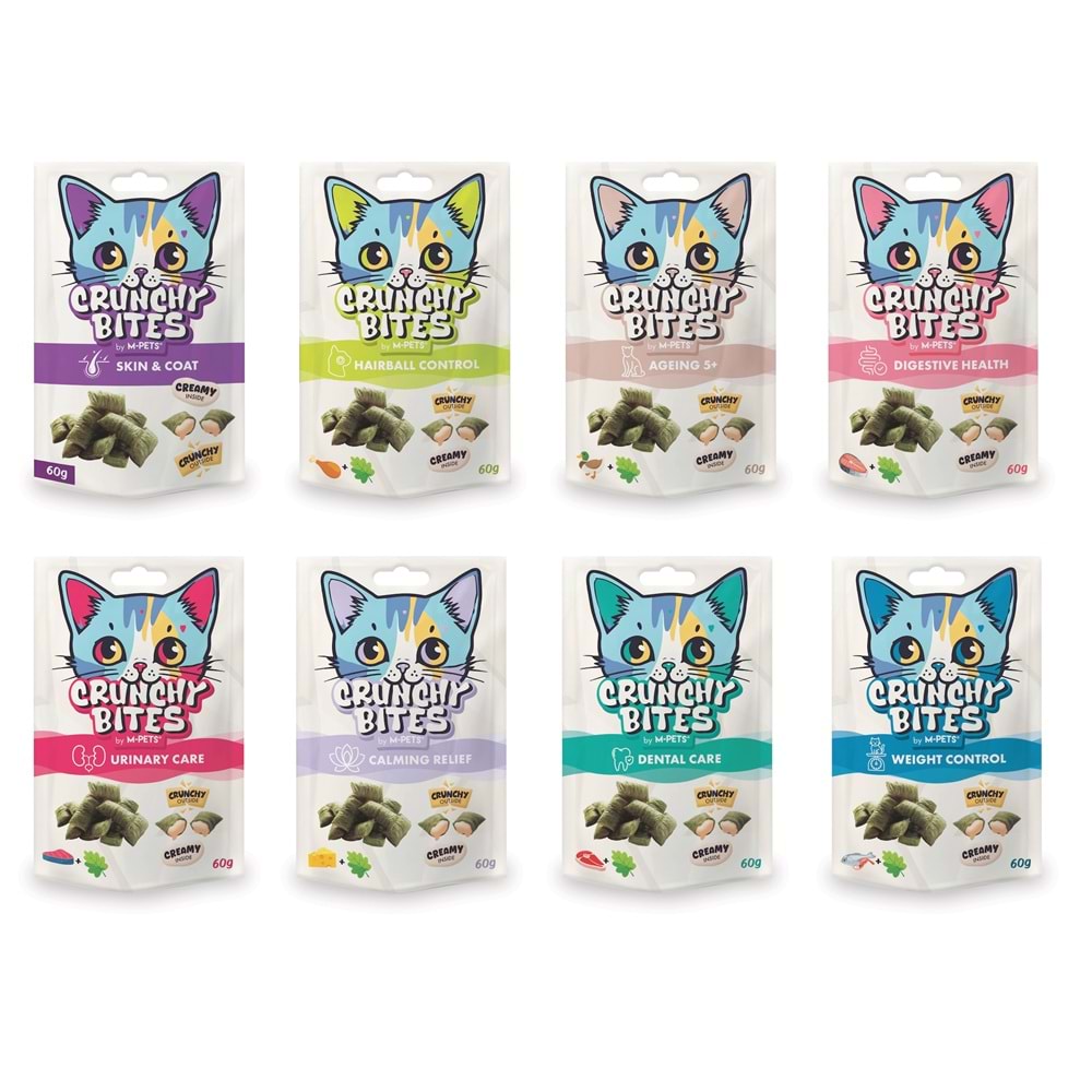 29015999 M-PETS CRUNCHY BITES DIGESTIVE HEALTH FONKSİYONEL KEDİ ÖDÜLÜ 60GR