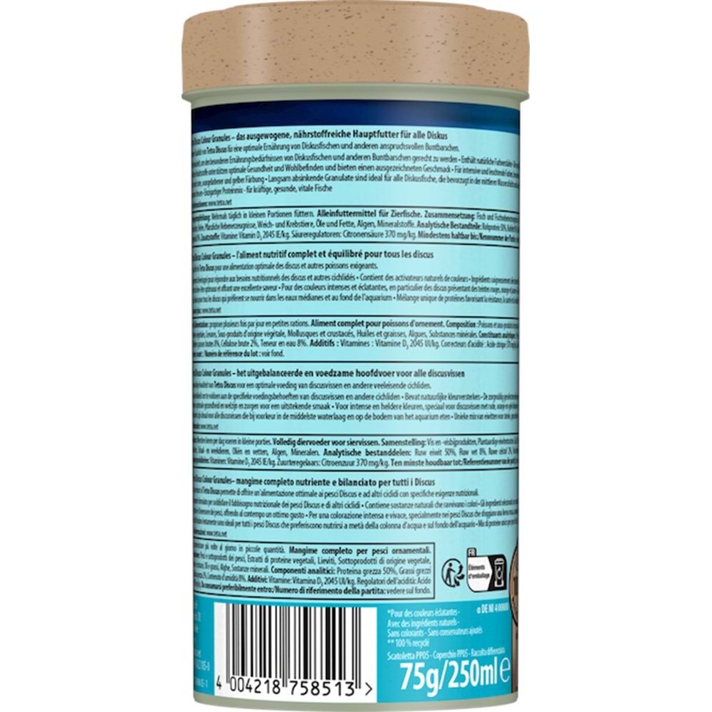 210073-TETRA DİSCUS COLOUR RENKLENDİRİCİ BALIK YEMİ 250ML