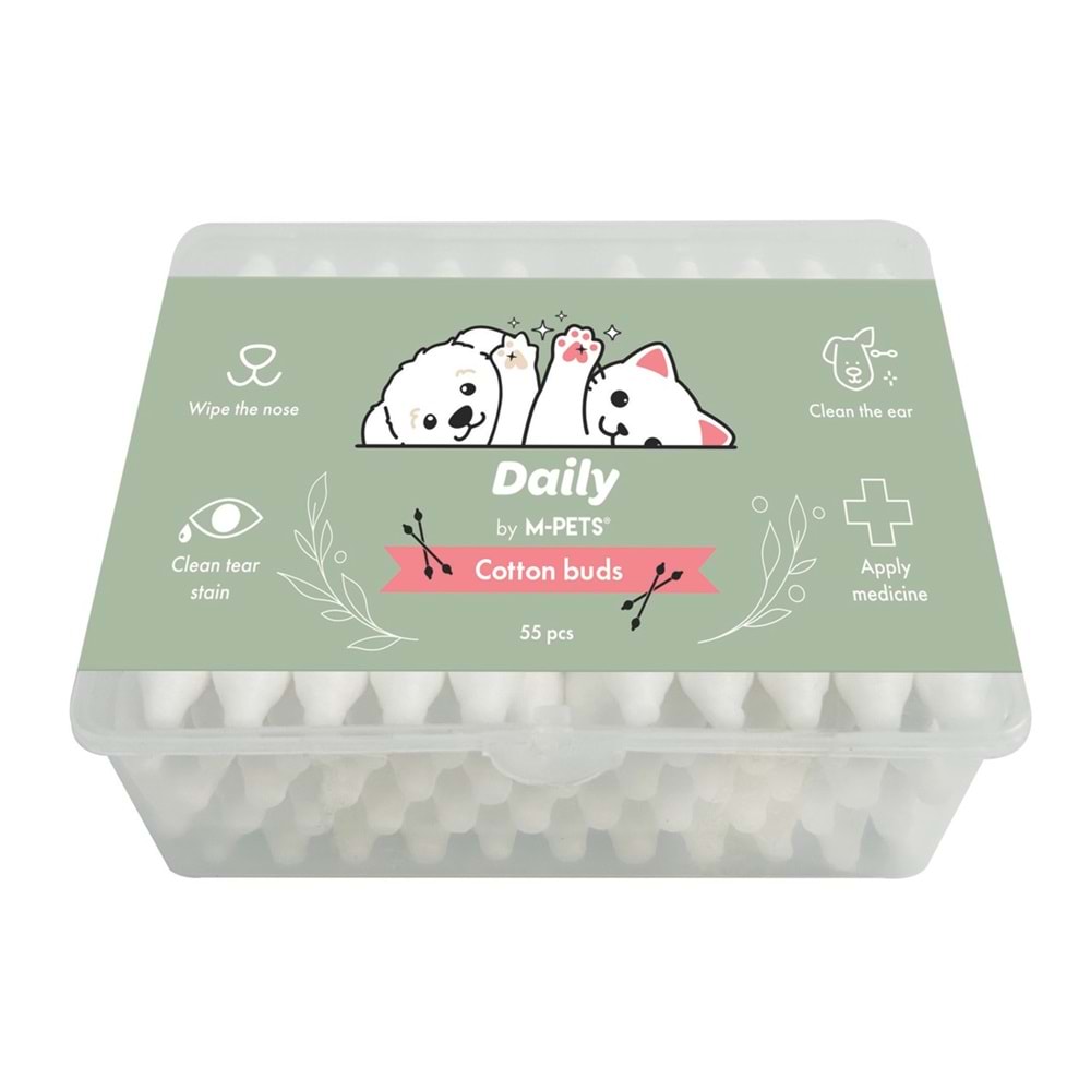 60103399 M-PETS DAİLY KULAK BURUN GÖZYAŞI TEMİZLEME PAMUĞU 55Lİ
