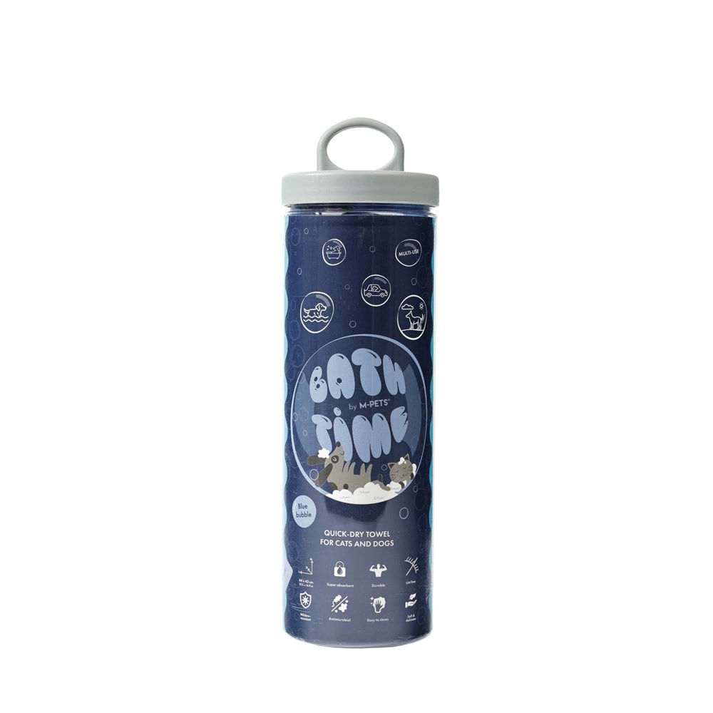 60106117 M-PETS BATHTIME KEDİ ve KÖPEKLER İÇİN HIZLI KURUYAN HAVLU BLUE