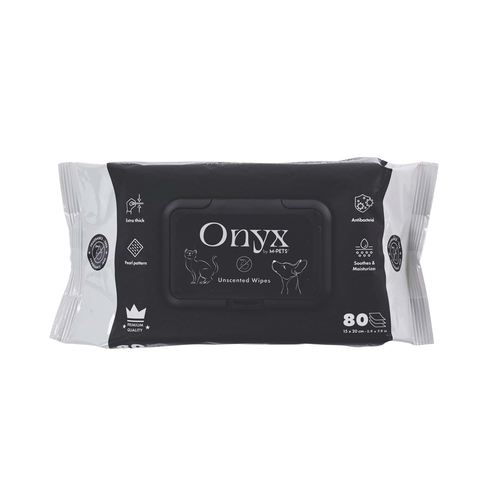 60106401 M-PETS ONYX KOKUSUZ KEDİ ve KÖPEKLER İÇİN TEMİZLEME MENDİLİ 80Lİ