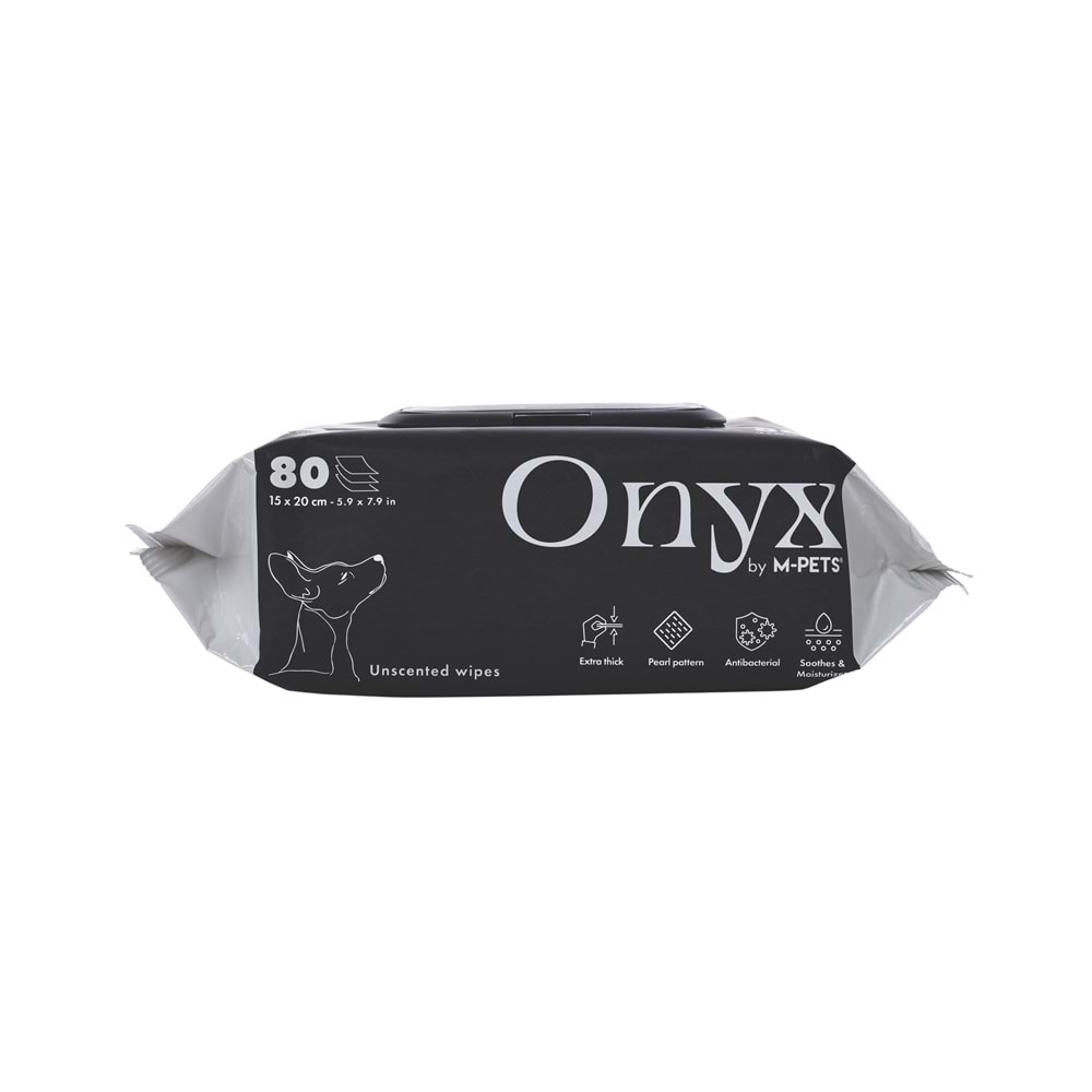 60106401 M-PETS ONYX KOKUSUZ KEDİ ve KÖPEKLER İÇİN TEMİZLEME MENDİLİ 80Lİ