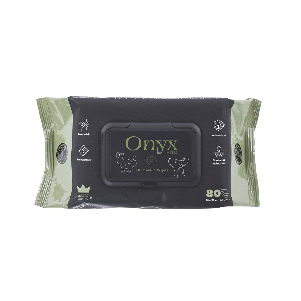 60106601 M-PETS ONYX PAPATYA KOKULU KEDİ ve KÖPEKLER İÇİN TEMİZLEME MENDİLİ 80Lİ