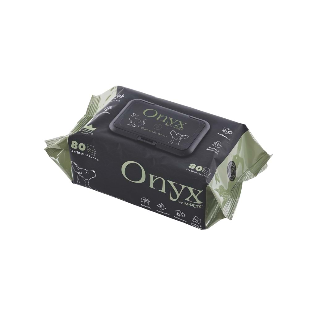 60106601 M-PETS ONYX PAPATYA KOKULU KEDİ ve KÖPEKLER İÇİN TEMİZLEME MENDİLİ 80Lİ