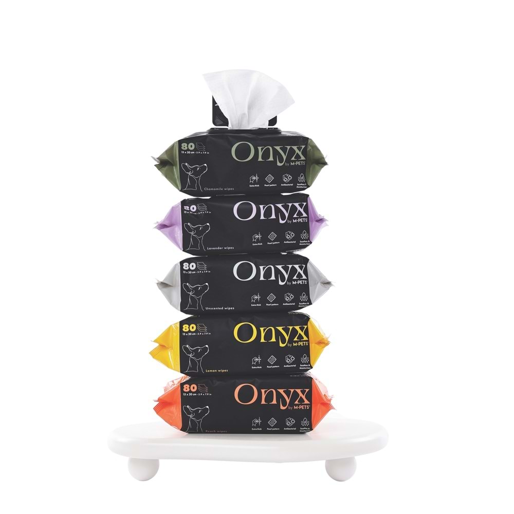 60106601 M-PETS ONYX PAPATYA KOKULU KEDİ ve KÖPEKLER İÇİN TEMİZLEME MENDİLİ 80Lİ
