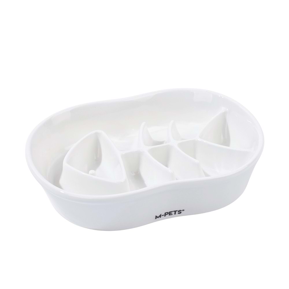 60532201 M-PETS SERENE FISH SERAMİK YAVAŞ YEME MAMA KABI 240ML WHİTE