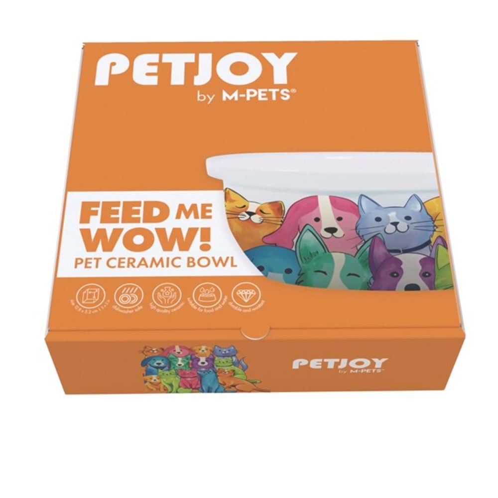 60566999 M-PETS PETJOY FEEDME BOWL SERAMİK MAMA KABI MİX COLOR 300ML