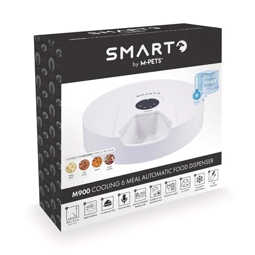 60568699 M-PETS SMARTO M900 SOĞUTUCULU OTOMATİK MAMA KABI 6 BÖLMELİ